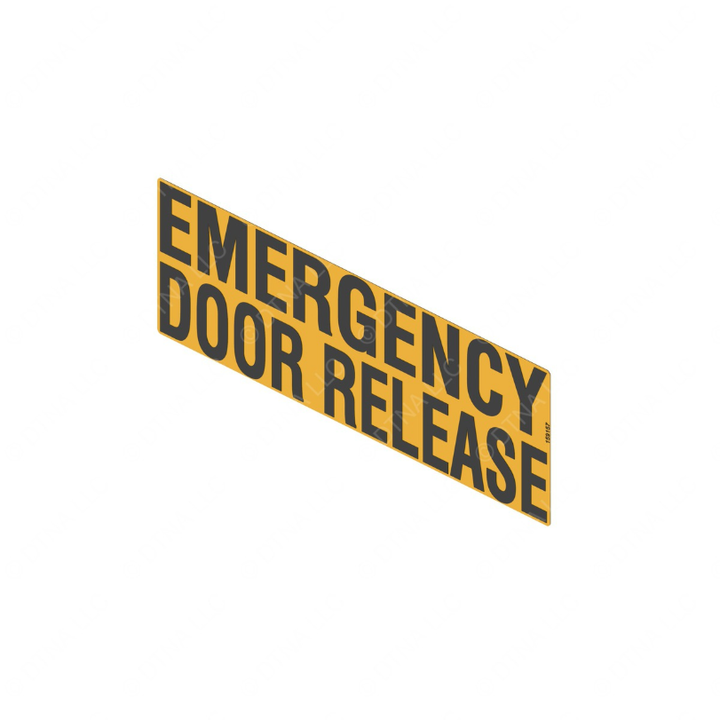 TBB 159157 LABEL, EMERGENCY DOOR RELEASE, BLK/YEL