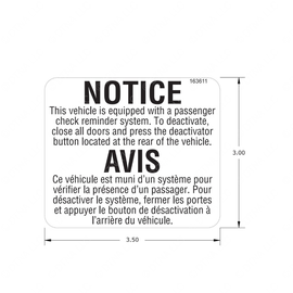 TBB 163611 LABEL, PASS CHECK REMINDER SYS, ENG/FR