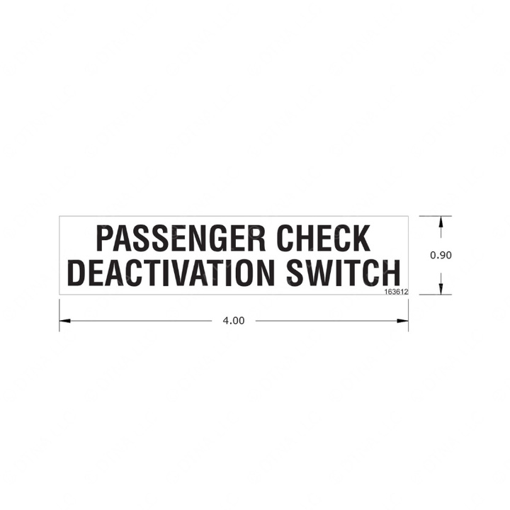TBB 163612 LABEL, PASS CHECK DEACTIVATION SWITCH