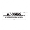 TBB 167407 LABEL, WARNING, UNLOCK LATCH