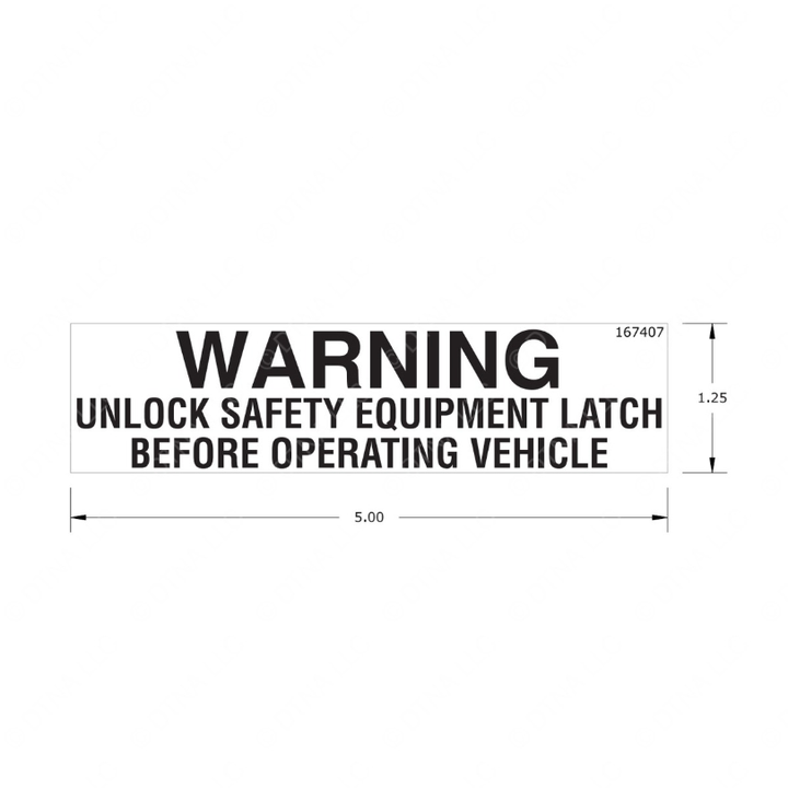 TBB 167407 LABEL, WARNING, UNLOCK LATCH