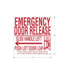 TBB 168091 LABEL, EMERGENCY DOOR RELEASE, RED/WHT,