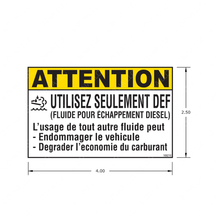 TBB 168216 LABEL FRENCH CAUTION DEF ONLY