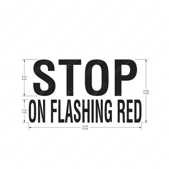 TBB 170231 DECAL, STOP ON FLASHING RED, 8 IN, BLK