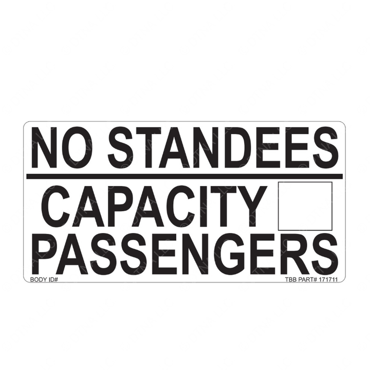 TBB 171711 LABEL, NO STANDEES / CAPACITY, BLK/WHT