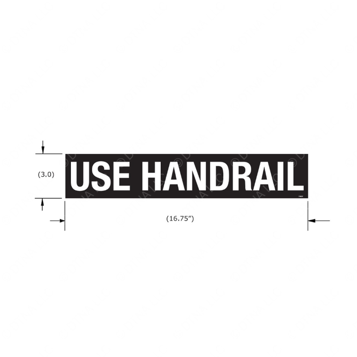 TBB 176837 LABEL, USE HANDRAIL, WHT/BLK