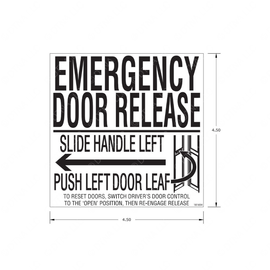 TBB 181654 LABEL EMERG DR REL BLK/WHT FRT DR ELEC