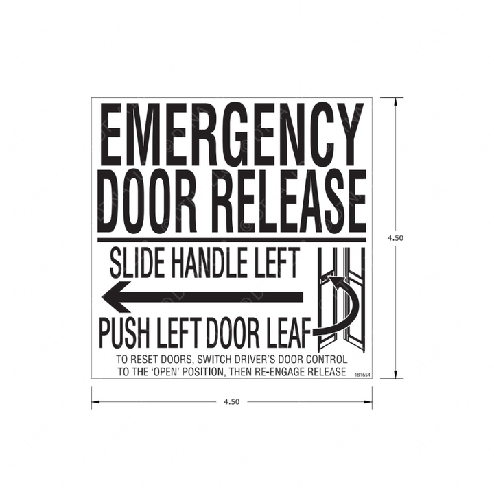 TBB 181654 LABEL EMERG DR REL BLK/WHT FRT DR ELEC