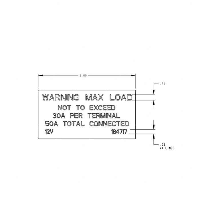 TBB 184717 LABEL, WARNING MAX LOAD NOT TO EXCEED