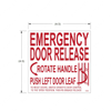 TBB 197498 LABEL, EMERGENCY DOOR RELEASE, RED/WHT,