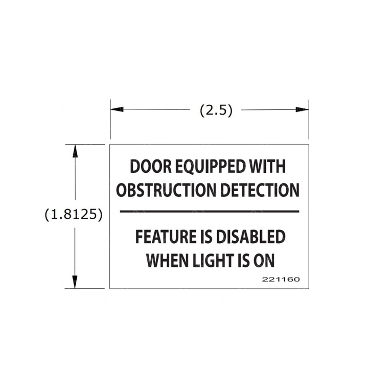TBB 221160 LABEL OBSTRUCTION DET BLACK