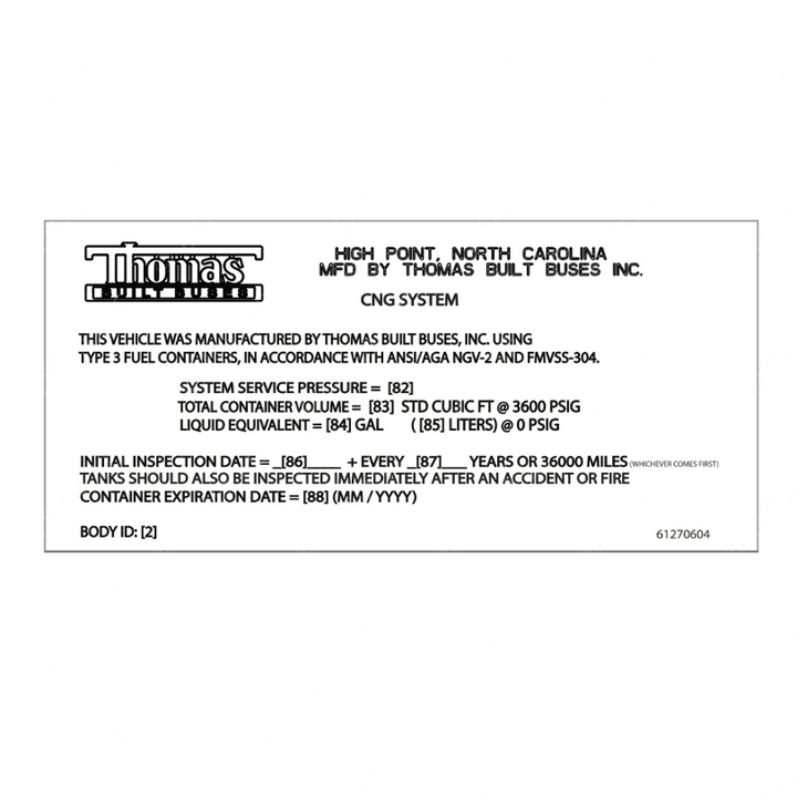 TBB 61270604 DECAL FUEL CNTR VOLU