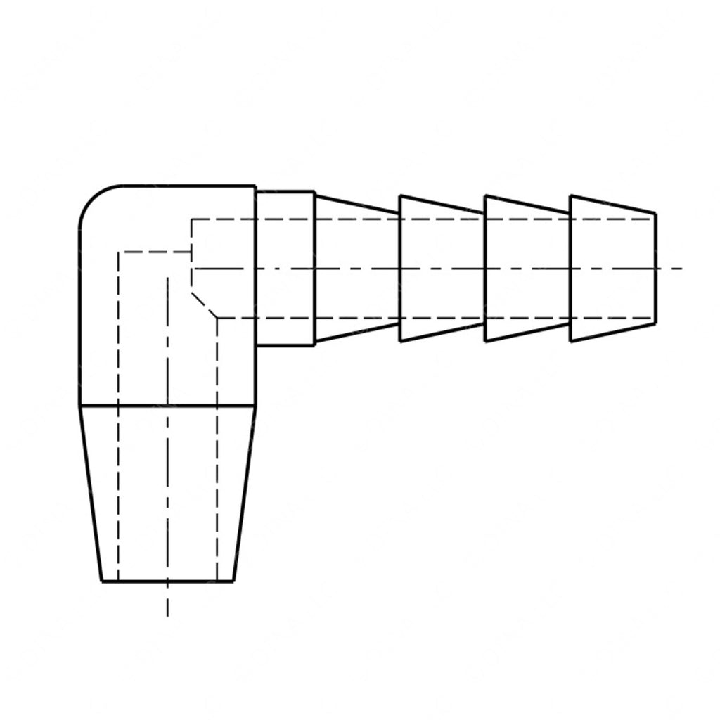 TBB 61360184 CONNECTOR 90 DEG 3/8HOSE BARB
