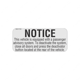 TBB 65011725 LABEL PASSENGER ADVI