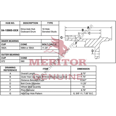 TDA 0415985006 AY-HUB/REAR