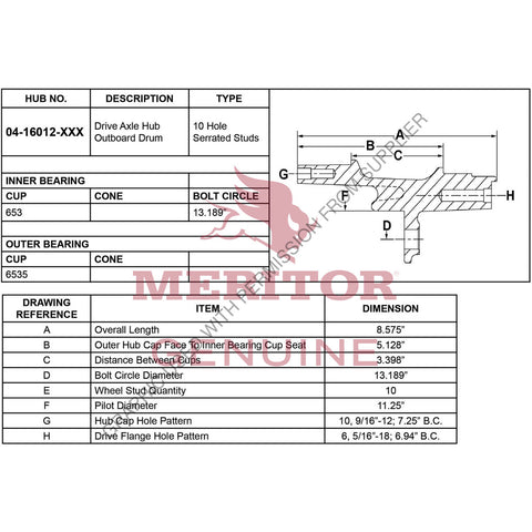 TDA 0416012003 WHEEL HUB