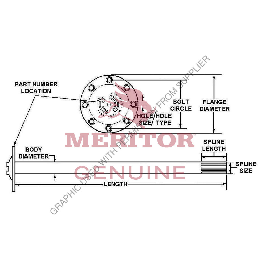 TDA 3202Q8805 Axle Shaft  ,37.4, 8,.62TPR,2.25